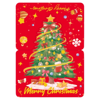 烫金圣诞节贺卡明信片圣诞树礼物装饰卡片节日祝福印刷制品创意个性新年礼物送朋友3D立体祝福贺卡高级感手工