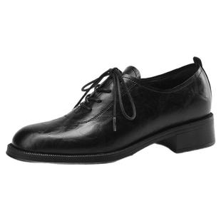 星期六复古系带小皮鞋女2025春季新款英伦风通勤鞋女鞋圆头粗跟