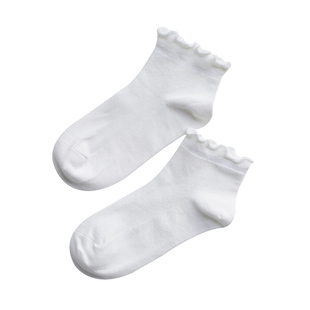 春夏季日系木耳边短袜韩国花边棉袜子女学院风可爱少女袜子黑白色