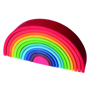 德国Grimm's格林彩虹积木 早教益智开放式玩具椴木手工制作1-8岁