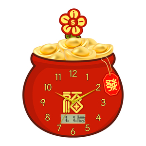 福字挂钟新款红色福袋时钟万年历