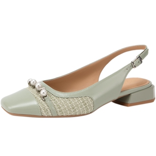 natursun凉鞋女夏季新款日常通勤单鞋低跟法式小香风玛丽珍鞋