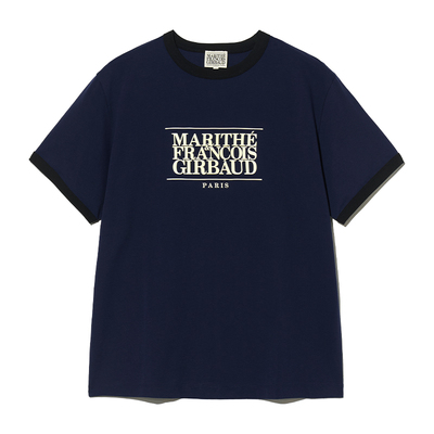 MARITHE潮流LOGO撞色男女短袖T恤