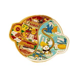 四川全席火锅冰箱贴金属滑动冰箱贴地图旅行纪念品冰箱装饰磁贴