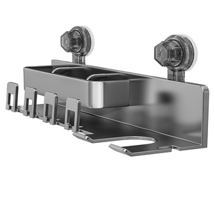 吸盘牙刷置物架太空铝吹风机支架壁挂免打孔牙刷漱口杯收纳架一体