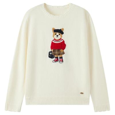 elandkids女童复古提花针织衫