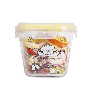 玻璃饭盒圆汤碗微波炉加热专用密封保鲜带盖餐盒学生上班族便当盒