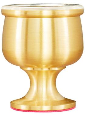 中式纯黄铜素面酒杯家用净水杯高脚圣水茶杯拉丝佛前供水器具招财