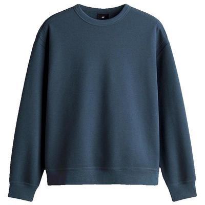 HM男装卫衣2025冬季新款圆领宽松落肩长袖华夫格套头上衣1271761