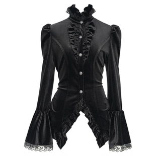 Devil fashion恶魔时尚哥特亮光丝绒料燕尾款衬衫上衣SHT14101/02