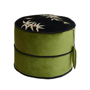 【孤品4折】蜡笔派巴山竹夜竹节刺绣坐墩中式轻奢可拆洗沙发坐垫O