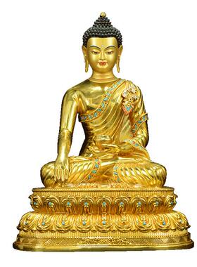 闯隆7/10寸释迦摩尼鎏金铜像摆件