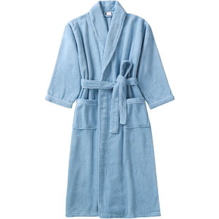 全棉毛巾浴袍女长款睡袍男加厚情侣浴衣春秋冬吸水速干纯棉家居袍