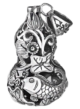 女足银连年有余心经莲花吊坠