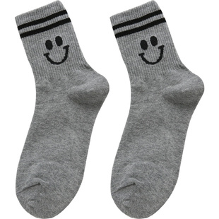 韩国袜子女etna笑脸卡通中筒棉袜四季学院风条纹运动东大门代购袜