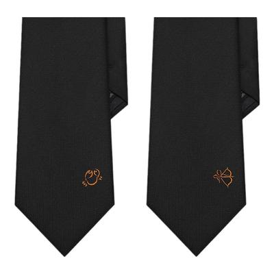 玛莱曼斯黑色领带学院风刺绣涤丝