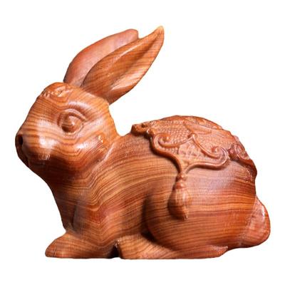 崖柏木摆件兔子文玩手把件生肖兔
