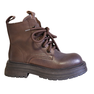 冬季加绒女短靴牛皮橡胶马丁靴子