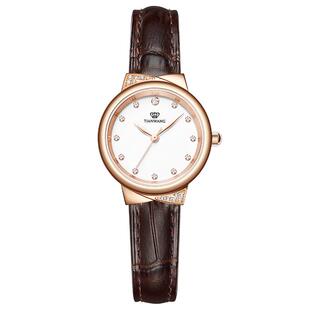 新年礼物 天王官方正品女士手表摩卡棕色手表女款皮带石英表3951