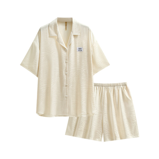 家乐芬睡衣女款夏季夏款冰丝绸短袖短裤仿真丝绸家居服高级感套装
