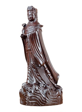 黑檀木雕妈祖天妃海神供奉摆件