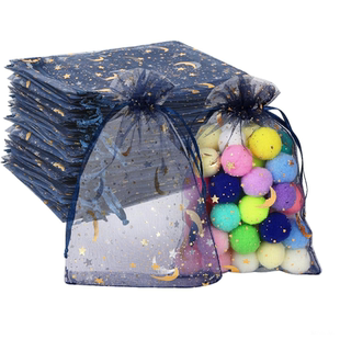 透明欧根纱网纱袋子烫金抽绳束口袋喜糖零食中秋月饼包装纱布袋