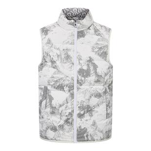 RARE威雅男装 白灰雪山印花 秋冬新款白色鹅绒休闲羽绒马甲