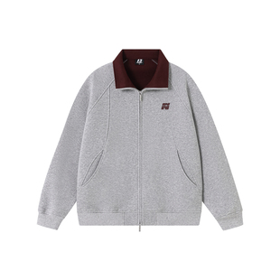 FORNINES双拉链立领开衫卫衣男款春季撞色运动刺绣情侣装外套女