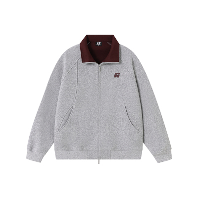 FORNINES双拉链立领开衫卫衣男款春季撞色运动刺绣情侣装外套女