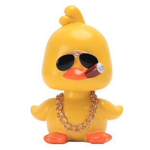 小黄鸭车载摆件摇头公仔可爱社会鸭抖音同款创意汽车内装饰品摆件