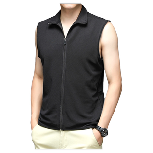 马拉松背心男春夏季薄款运动马甲运动健身跑步翻领无袖坎肩外套潮