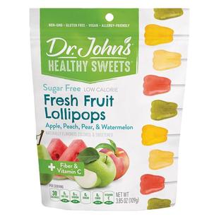 约翰博士无糖棒棒糖美国进口高膳食纤维儿童成人维C水糖果零食