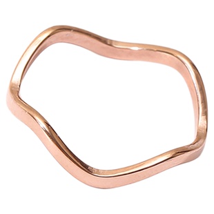 波浪戒指女食指细款素圈百搭韩版玫瑰金个性简约时尚钛钢尾戒指环