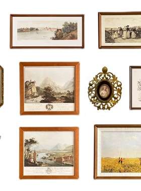 法式复古中古版画餐厅风景组合画