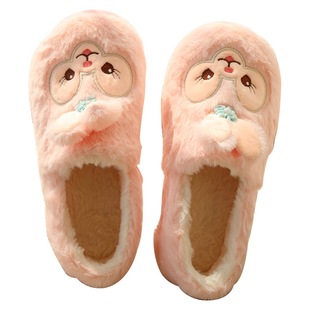 棉拖鞋冬季加绒保暖包跟厚底防滑室内可爱居家防寒月子鞋软底拖鞋