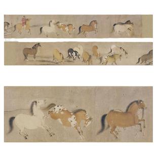 唐 韩干 十六神骏图 名家画马长卷微喷复制画稿装饰画工艺礼品