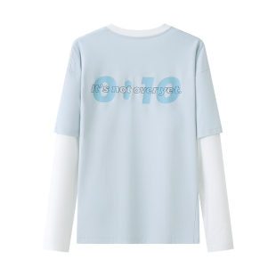 Xuperman许昕同款假两件长袖上衣休闲运动叠穿春夏慵懒风男女同款