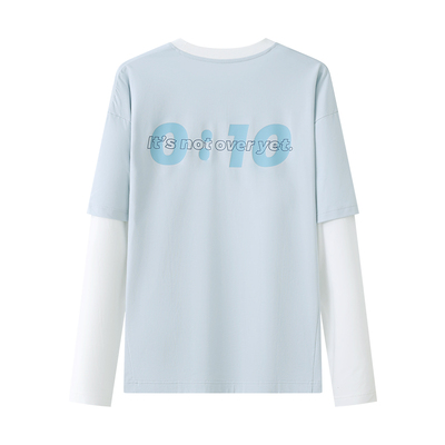 Xuperman许昕同款假两件长袖上衣休闲运动叠穿春夏慵懒风男女同款