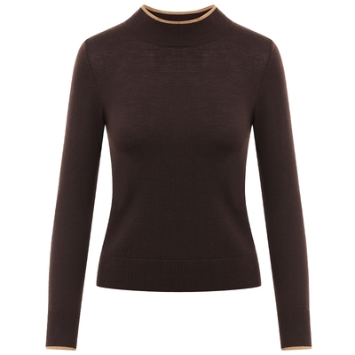 LANCY/朗姿2024冬季新款羊毛百搭多色打底针织衫女士保暖亲肤毛衣