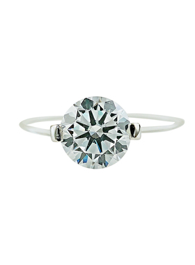 超隐形人鱼之泪S925银莫桑钻戒指女轻奢高级感圆形鱼线闪钻食指戒