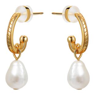 MGS/曼古银耳语系列水滴珍珠耳环女银镀18K金高级感吸睛耳环潮