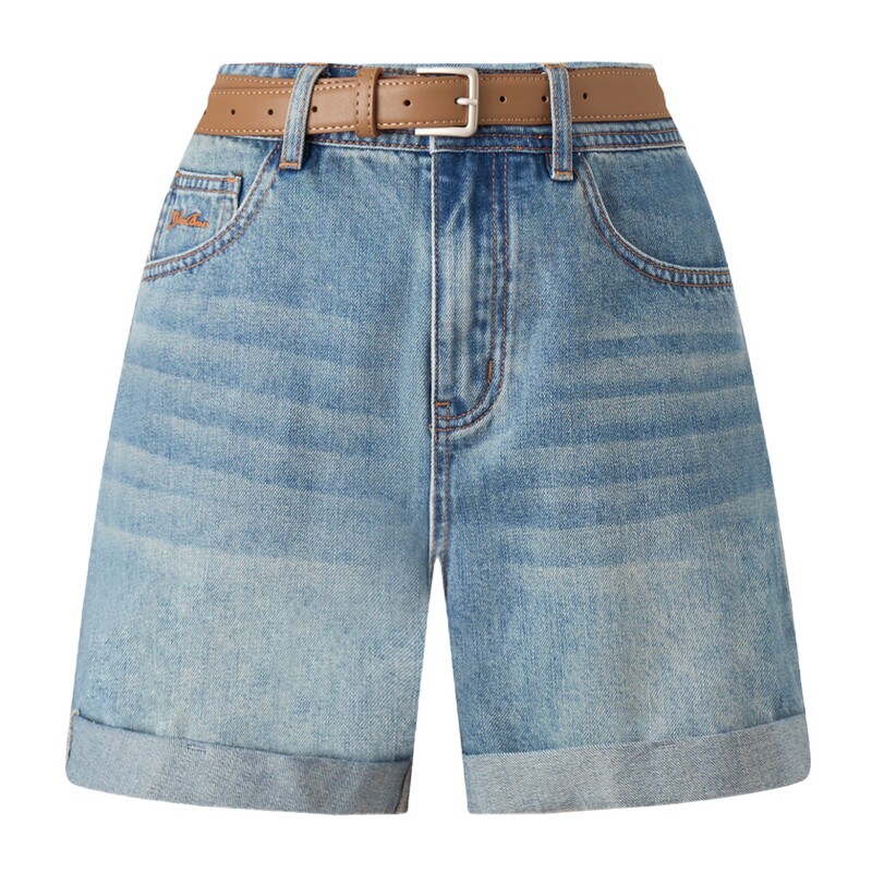 【夏季新品】GOLDEN BEAR/金熊女士2026复古水洗百搭牛仔短裤