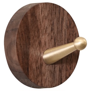 黑胡桃木挂钩免打孔浴室厨房实木玄关试衣间门后木质粘钩墙上壁挂