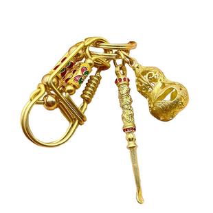 黄铜手工艺小鸟钥匙扣汽车挂件十二生肖朱砂葫芦钥匙链活动算盘