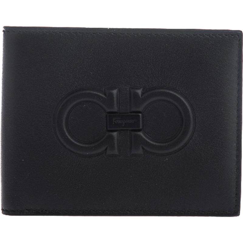 ferragamo新款黑色图案对折钱包