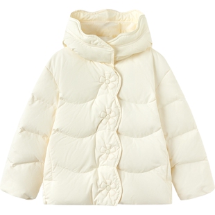 巴拉巴拉女童羽绒服中大童加厚外套冬装新款童装儿童连帽白色上衣