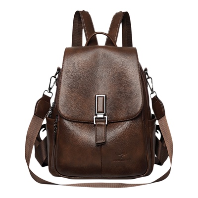 袋鼠真皮背包女双肩包大容量百搭