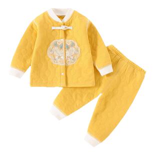 宝宝国风保暖套装秋冬新生儿衣服长袖秋衣裤纯棉男女儿童过年衣服