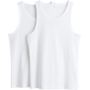 HM男装背心2件装冬季合身版型简约舒适罗纹背心1216838