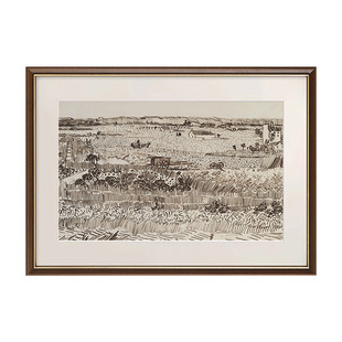 素描梵高丰收美式复古客厅餐厅装饰画法式小众艺术中古风玄关挂画